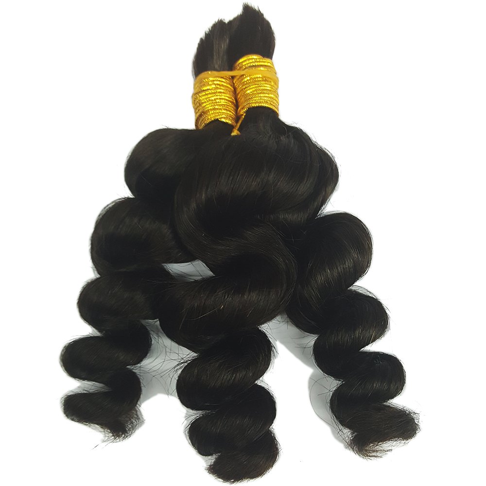 Wholesale Brazilian Loose Wave Bulk Human Hair - 3 Bundles 300g No Weft Hair Extensions for Braiding (16/18/20 Inch, Natural Black 1B) - Perfect for Salon Styling, DIY Hair Projects & Protective Hairstyles