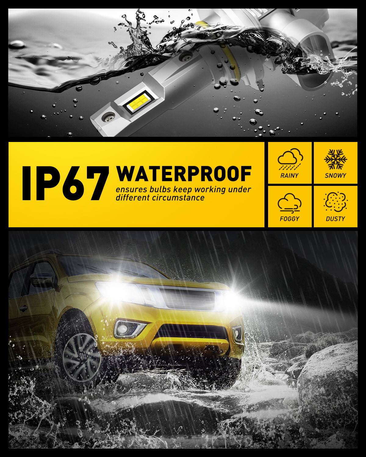 9005 HB3 LED Bulb - 20000 Lumens Super Bright, 6000K Cool White, 100W Equivalent - Perfect for Headlights, Fog Lights & Off-Road Vehicles