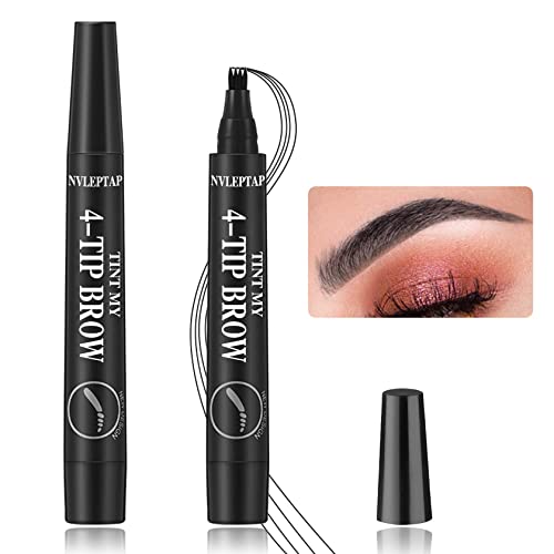 Waterproof Eyebrow Pencil 2 Pack - Long Lasting Microblading Brow Pen for Natural Looking Eyebrow Makeup (Black) | Perfect for Daily Use, Special Occasions & Touch-Ups On-The-Go
