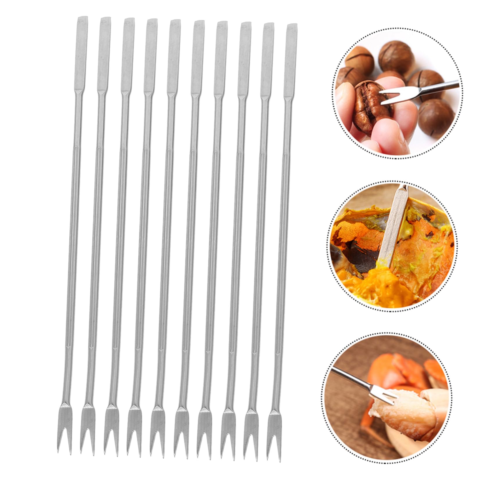 DOITOOL 10-Piece Seafood Tool Set - Stainless Steel Lobster Forks, Nut Picks & Walnut Forks for Crab, Shrimp, Nuts & More - Perfect for Seafood Boils, Parties & Kitchen Use