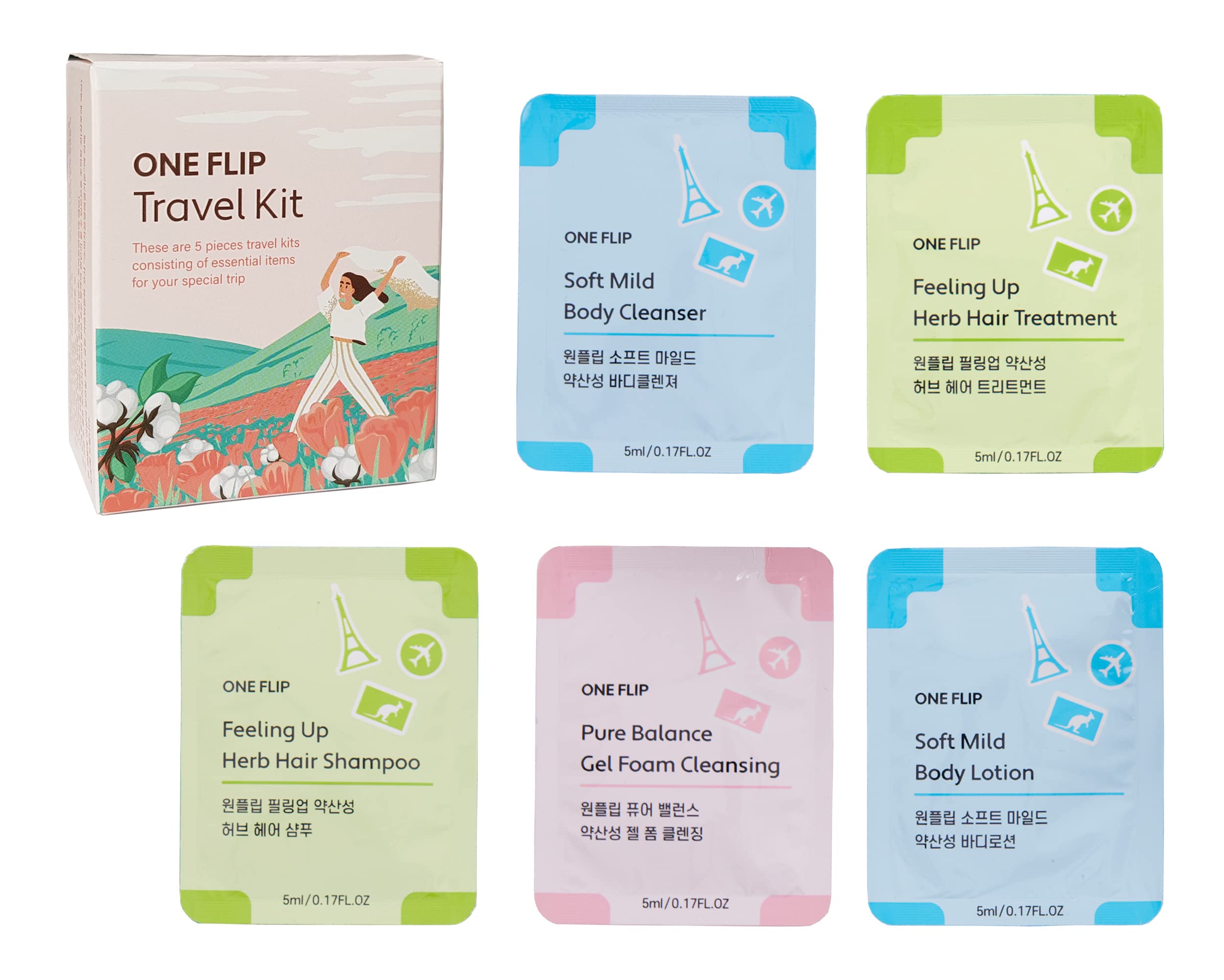Korean Skin Care Travel Kit for Women - 10PCS K-Beauty Essentials Set with Shampoo, Conditioner, Foam Cleanser, Body Wash & Lotion in Pink Pouch | Perfect for Vacation, Gym & On-the-Go Beauty Routine