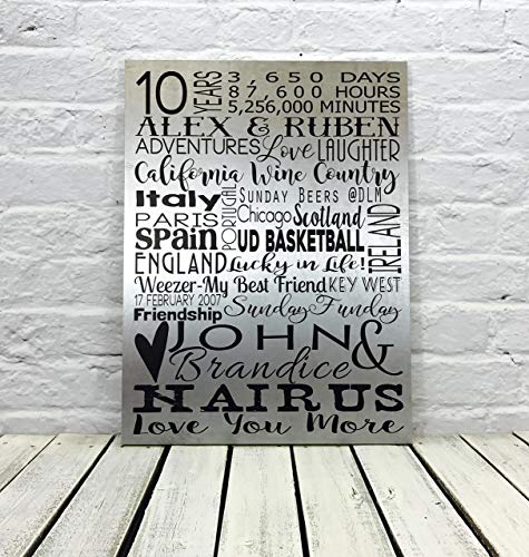 10 Year Anniversary Gift for Men - Personalized Tin Sign - Madi Kay Designs - Perfect for Home Decor, Office, or Romantic Surprise