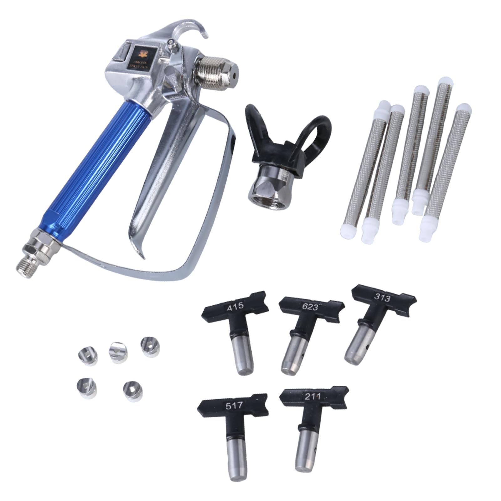 12-Piece Airless Spray Gun Kit with Nozzle Guard - Includes 5 Spray Tips & 5 Airless Paint Spray Guns for Professional Painting | Perfect for Home Renovation, Furniture Refinishing & DIY Projects