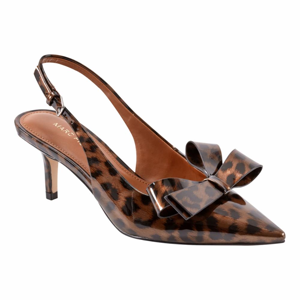 Marc Fisher Women's Allon Fall Leopard & Patent Leather Ankle Boots - Fashionable Leopard Print Booties for Women, Perfect for Office, Date Night & Autumn Outfits