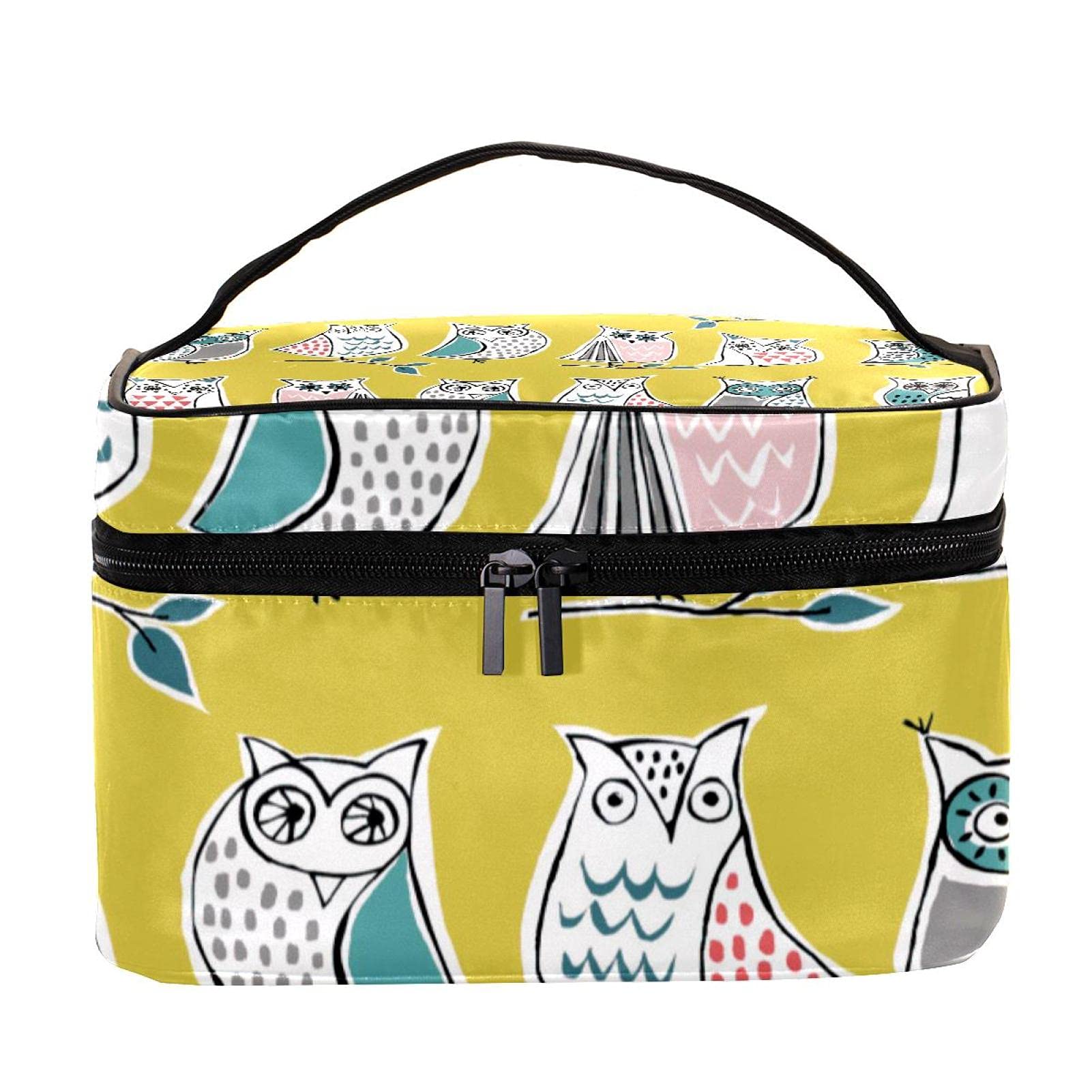 Funny Owls Pattern Travel Makeup Bag - Large Cosmetic Organizer with Zipper for Women & Girls | Perfect for Travel, Gym, and Daily Use