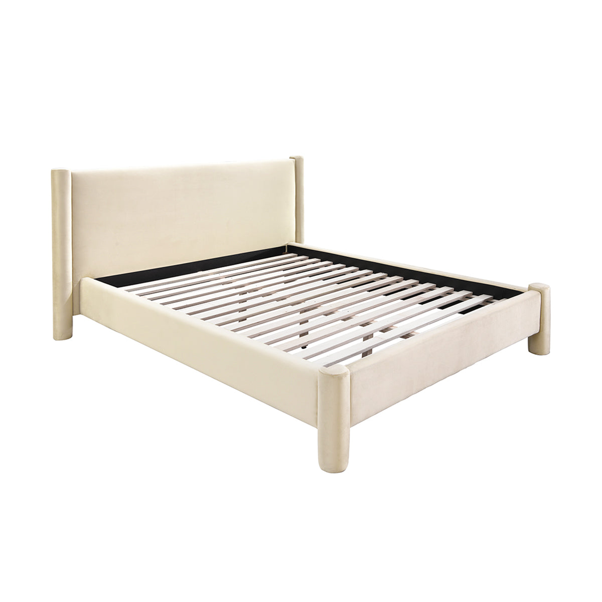 Luxury Estelle Velvet King Size Bed Frame - Soft Desert Velvet Upholstered Headboard - Elegant Bedroom Furniture for Master Suite & Guest Room