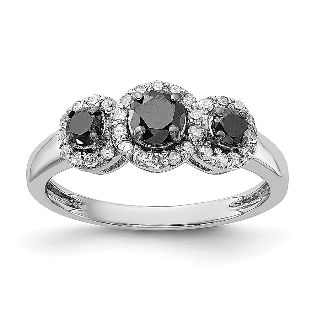 925 Sterling Silver Black & White Diamond Band Ring for Women - Elegant Fine Jewelry Gift for Her, Perfect for Anniversaries, Engagements & Special Occasions