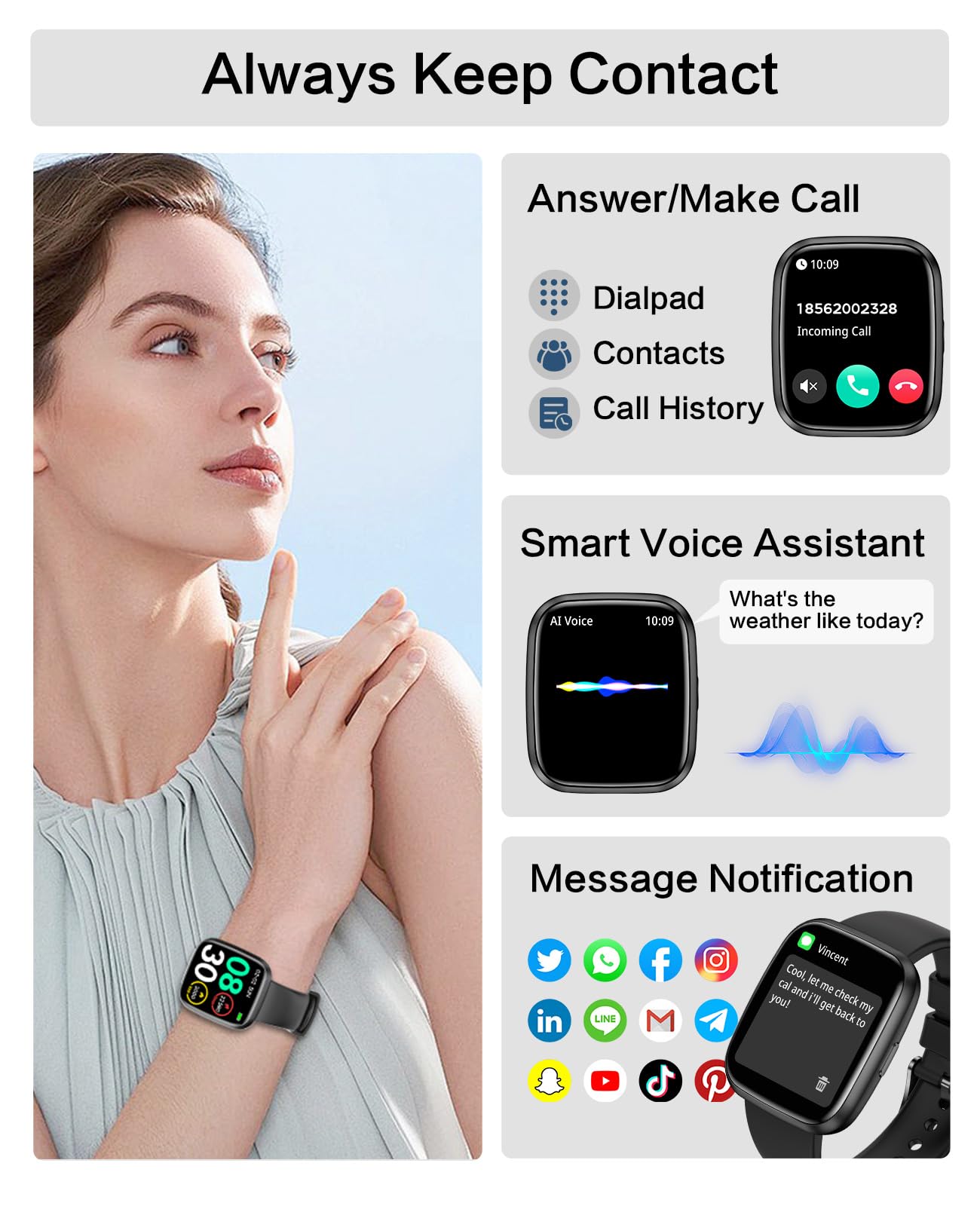 Smart Watch for Men & Women - 1.75
