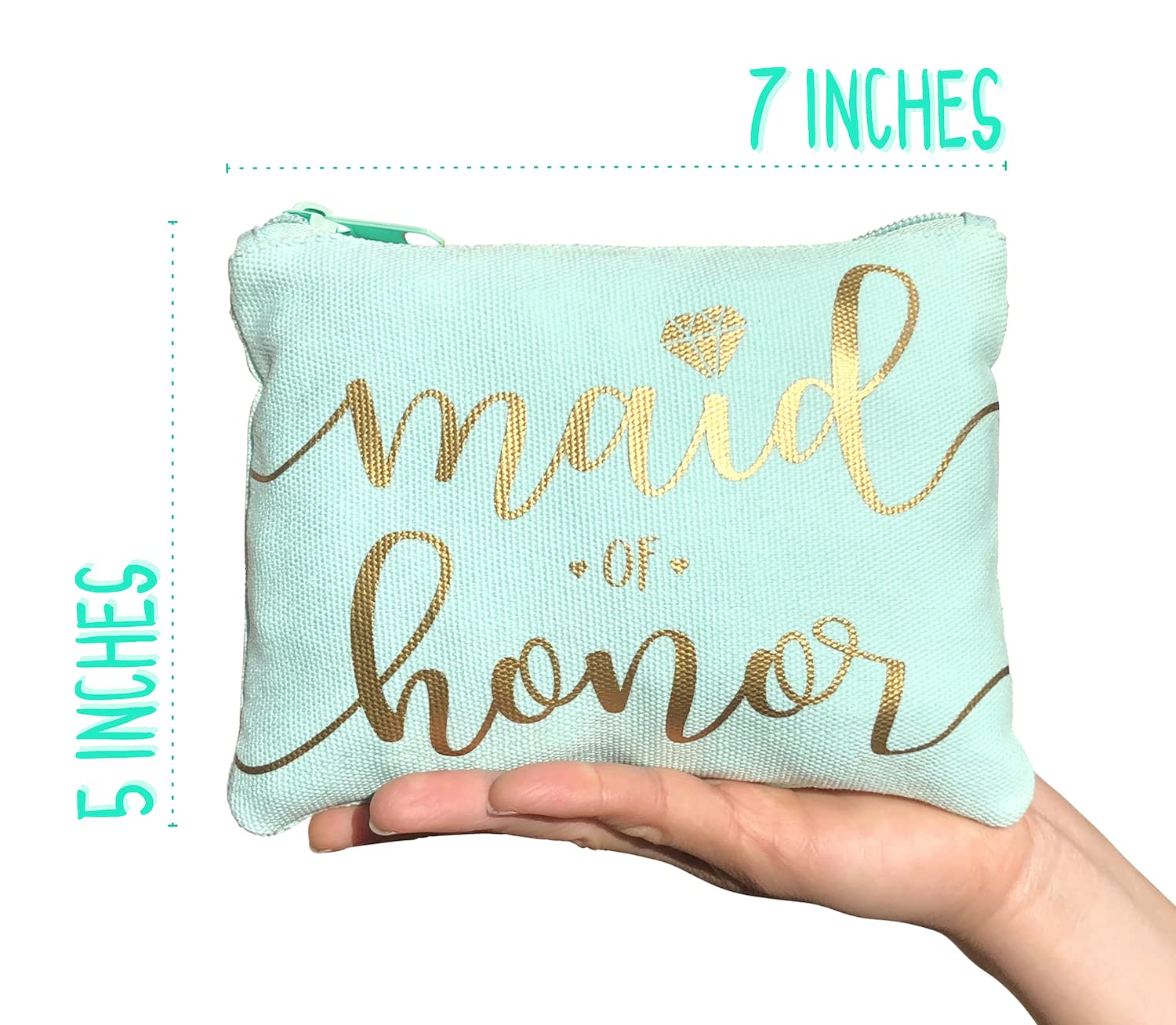Bridesmaid Makeup Bag - Elegant Cosmetic & Toiletry Organizer for Bachelorette Party, Bridal Shower, Wedding Favors | Perfect as Wedding Survival Kit, Hangover Kit & Keepsake Gift (Maid of Honor Mint Green, 1pc) - Ideal for Travel, Spa Days & Bridal Party Essentials