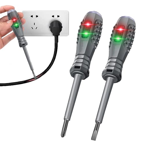 2PCS High Torque Alloy Dual Light Electric Test Pen - Induction Screwdriver with Point Contact Circuit Detector - Perfect for Home Electrical Repairs, Automotive Diagnostics & DIY Electronics Testing