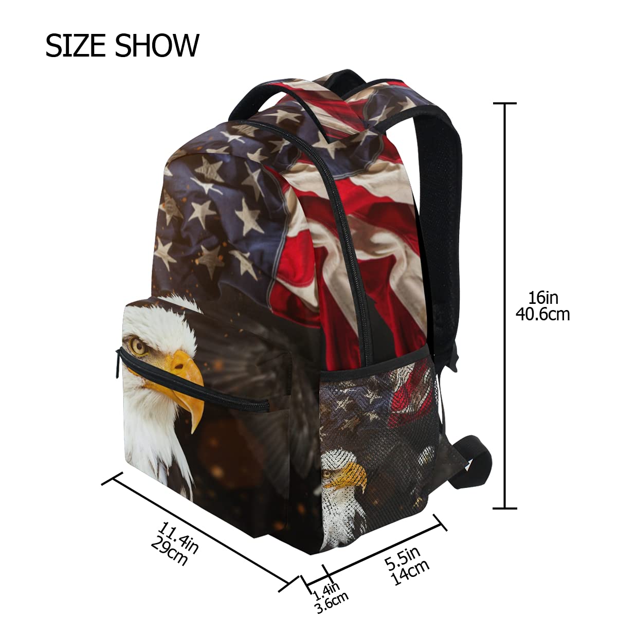 ALAZA American Bald Eagle Flag Backpack for Kids & Teens - Durable School Book Bag, Laptop Daypack for Boys & Girls - Perfect for Elementary, Travel & Daily Use