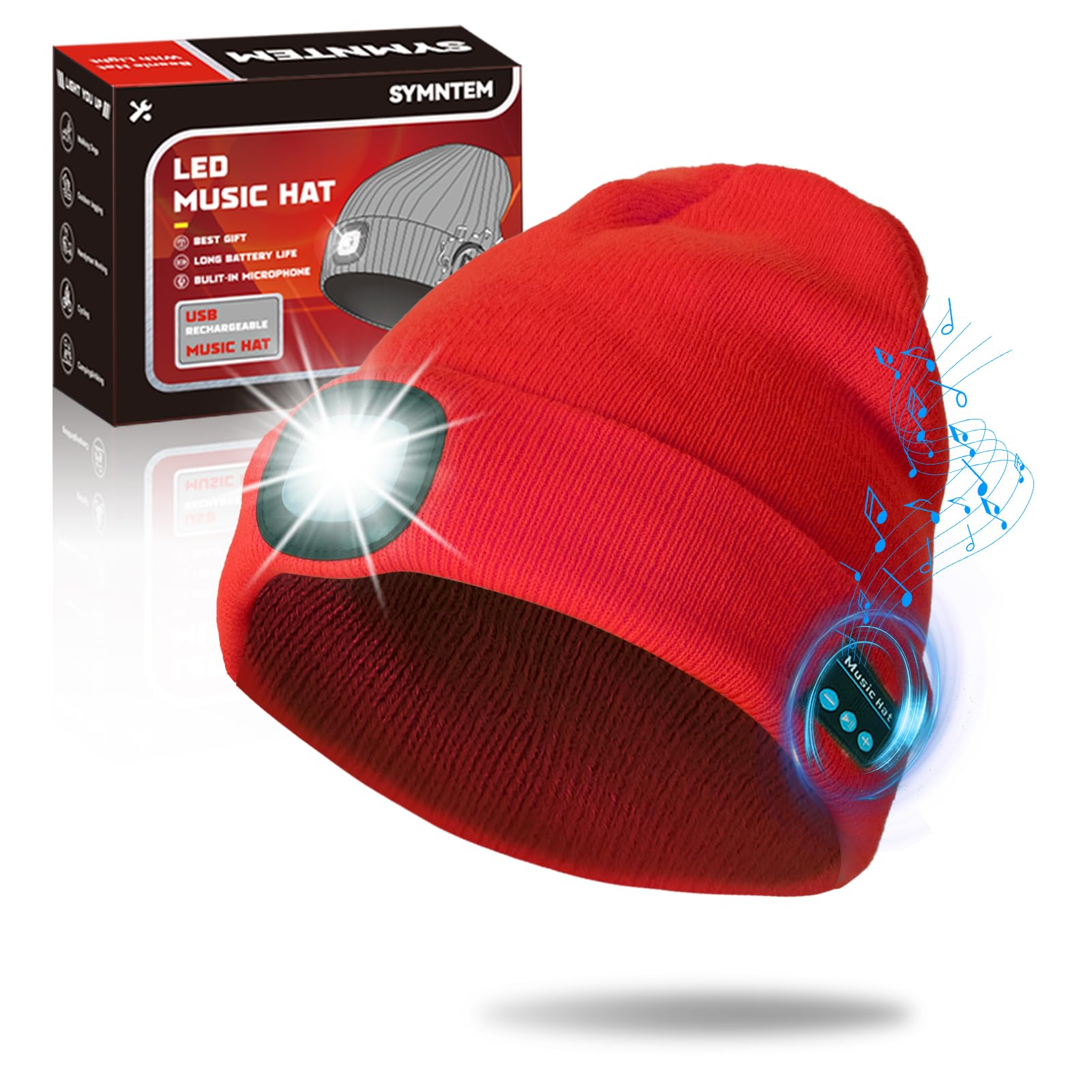 Rechargeable LED Beanie Hat with Light - Unisex Winter Warm Knit Cap for Men & Women - Perfect Gift for Birthday, Christmas & Outdoor Activities like Camping, Hiking & Night Running