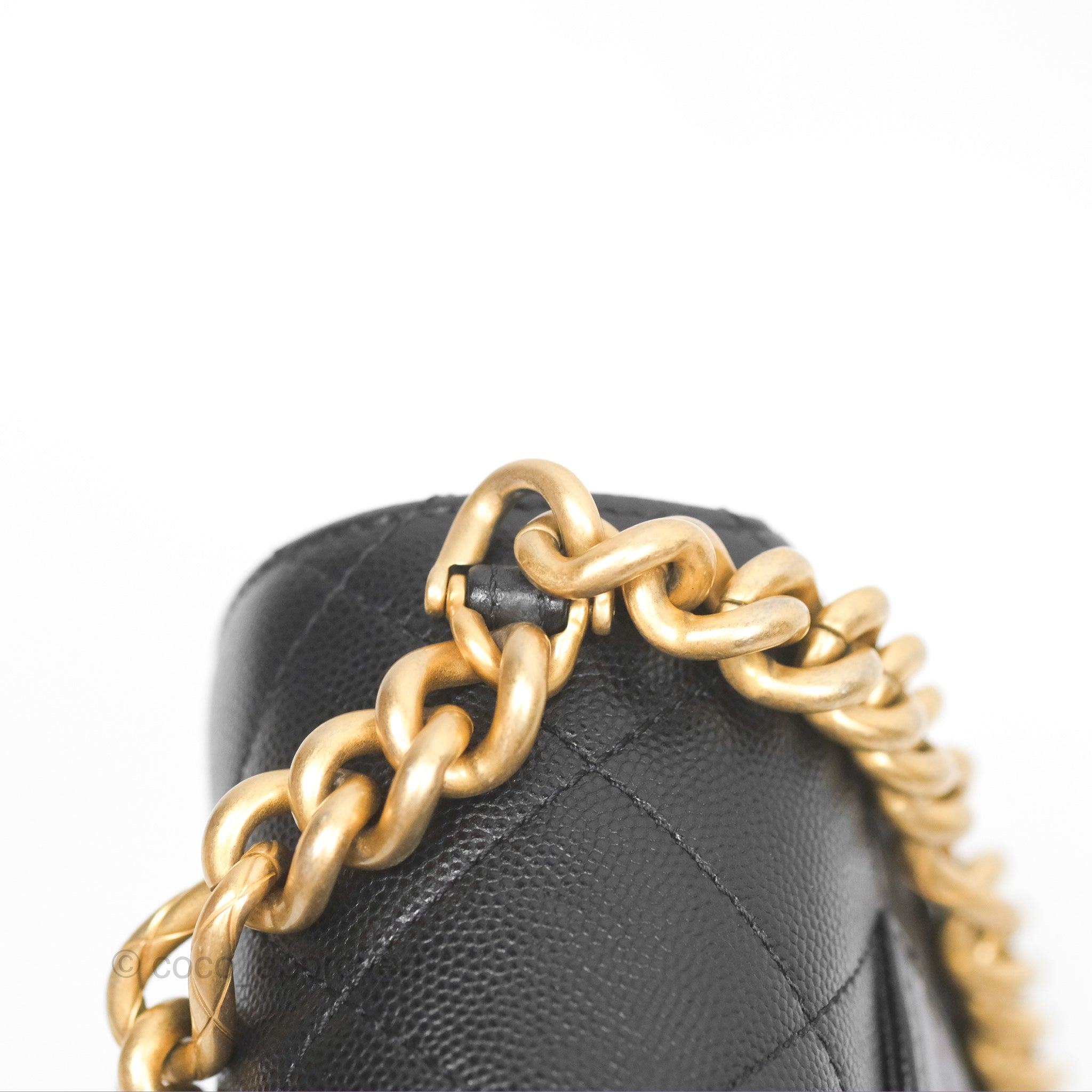 Chanel Quilted Caviar Leather Bracelet On Chain Flap Bag - Black with Aged Gold Hardware - Perfect for Evening Events, Parties & Luxury Fashion Accessories