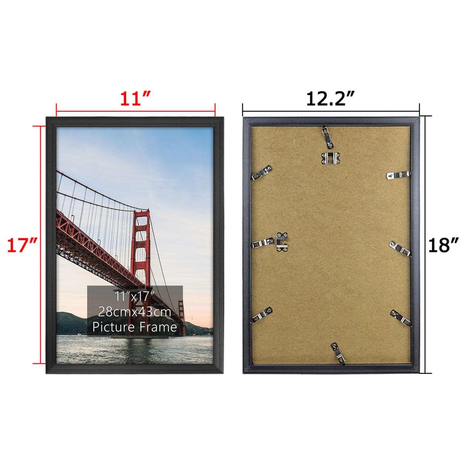 Lavezee 11x17 Picture Frame Set of 6 - Black Wall Frames for Displaying 11 by 17 Inch Posters & Photos | Perfect for Home Decor, Office Art, and Gallery Displays