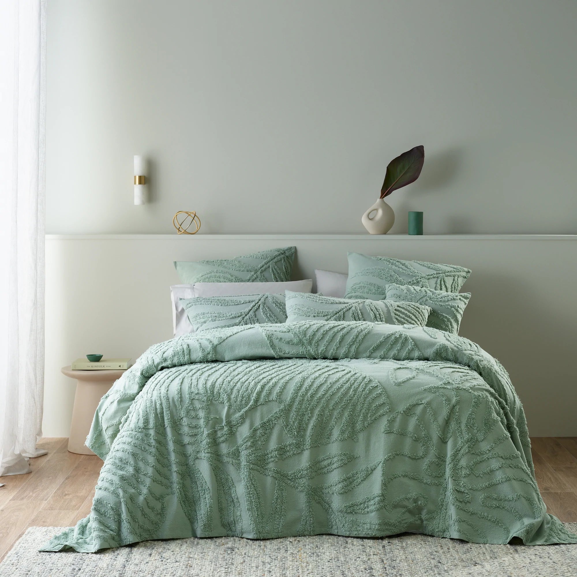 Foliage Sage Bedspread by Bianca - Soft & Stylish Queen Size Duvet Cover Set for Bedroom Decor | Perfect for Boho, Farmhouse & Modern Home Aesthetics