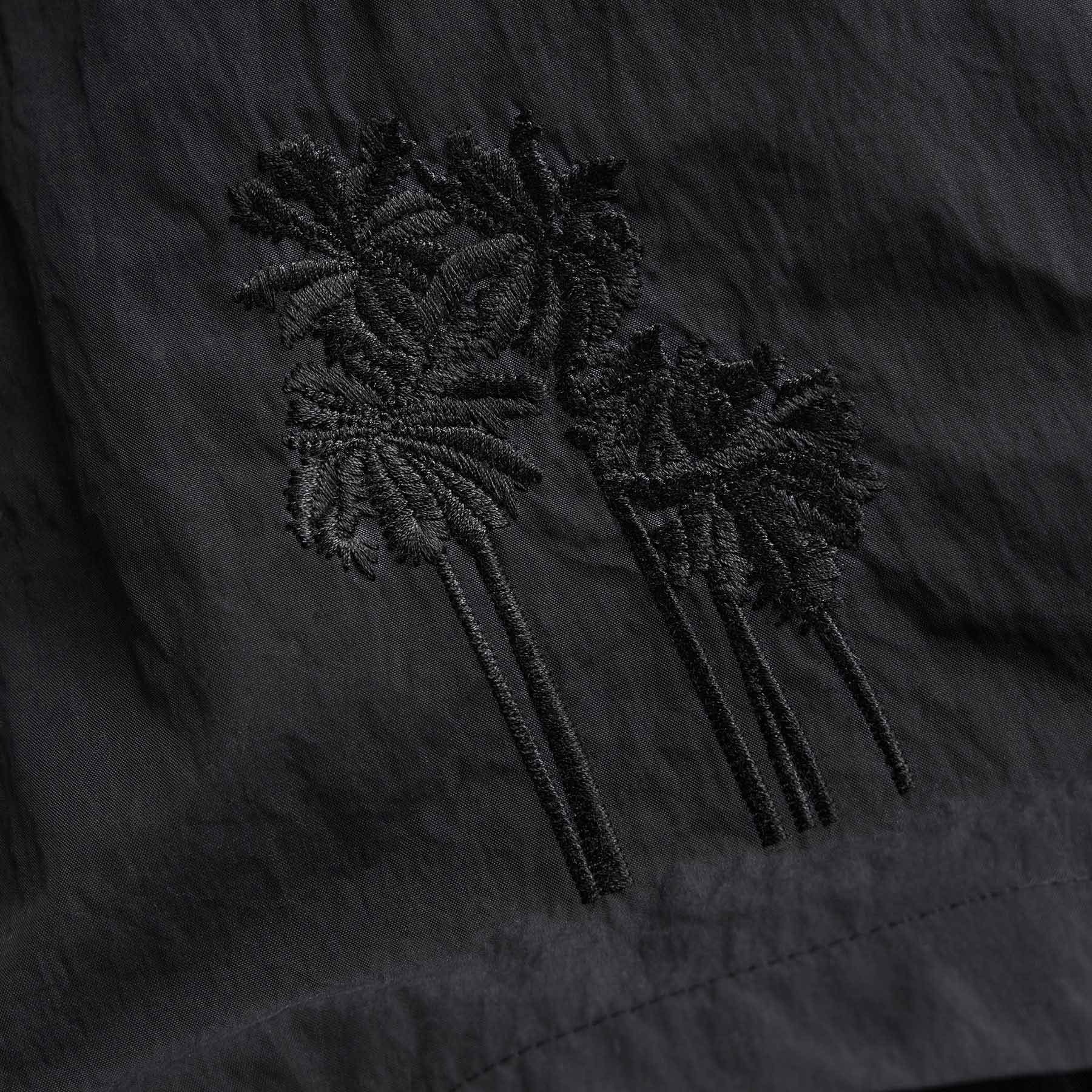 Premium Black Palm Embroidered Boardshorts for Men - Stylish Swim Trunks for Beach, Pool & Summer Vacations