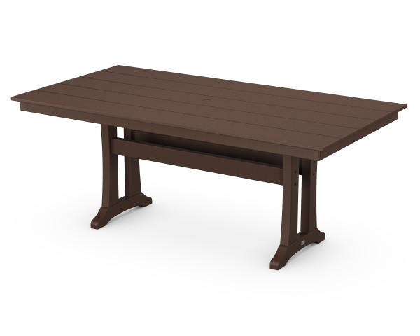 Polywood Farmhouse Trestle Dining Table 37 x 72 Inches - Weatherproof Outdoor & Indoor Use for Patio, Garden, or Dining Room