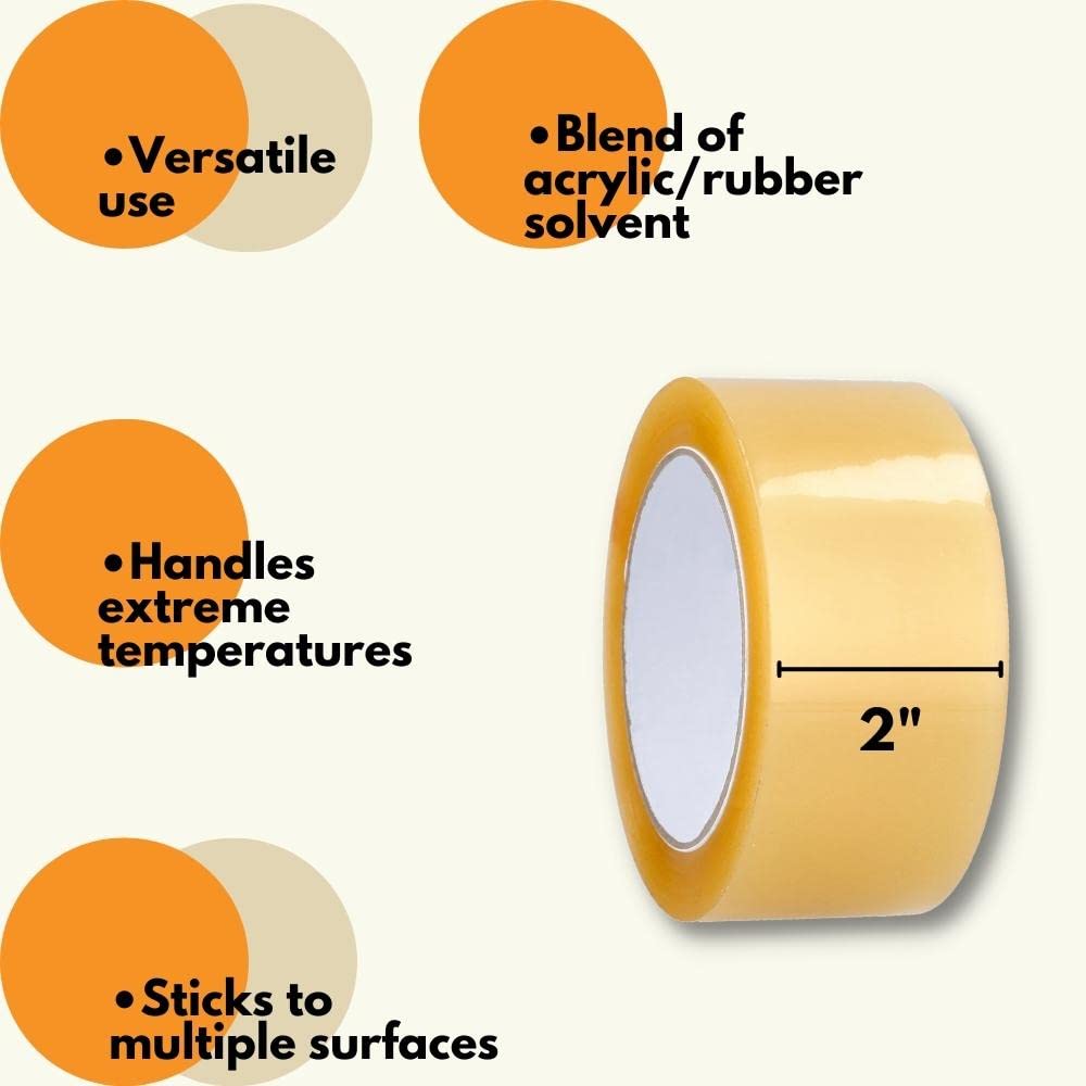 PSBM 2 Inch x 110 Yards Clear Acrylic Packing Tape - 72 Pack (1.75 Mil) for Dispenser Refill, Moving, Storage & Shipping | Heavy-Duty Packaging Tape for Box Sealing, Parcel Wrapping & Secure Transport