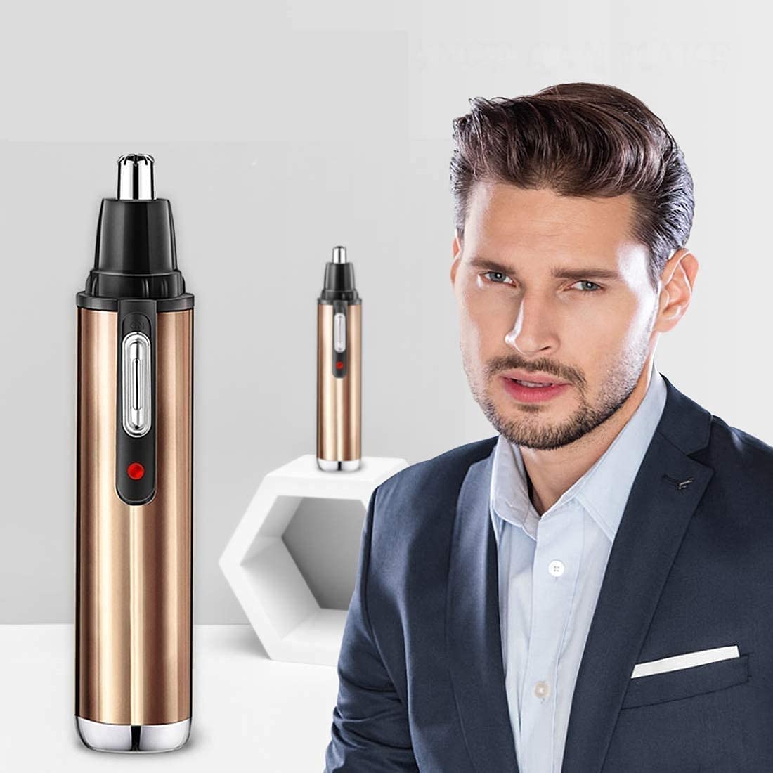 Painless Ear & Nose Hair Trimmer for Men - Waterproof Eyebrow & Facial Hair Clipper with Dual Edge Blades - Easy Cleaning Grooming Kit for Travel, Home & Personal Care