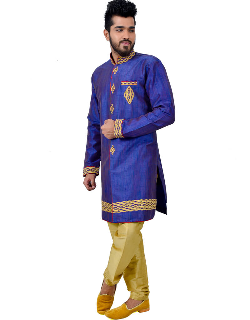 Blue Indo-Western Ghiccha Silk Chudidaar - Elegant Traditional Outfit for Women | Perfect for Weddings, Festivals & Special Occasions