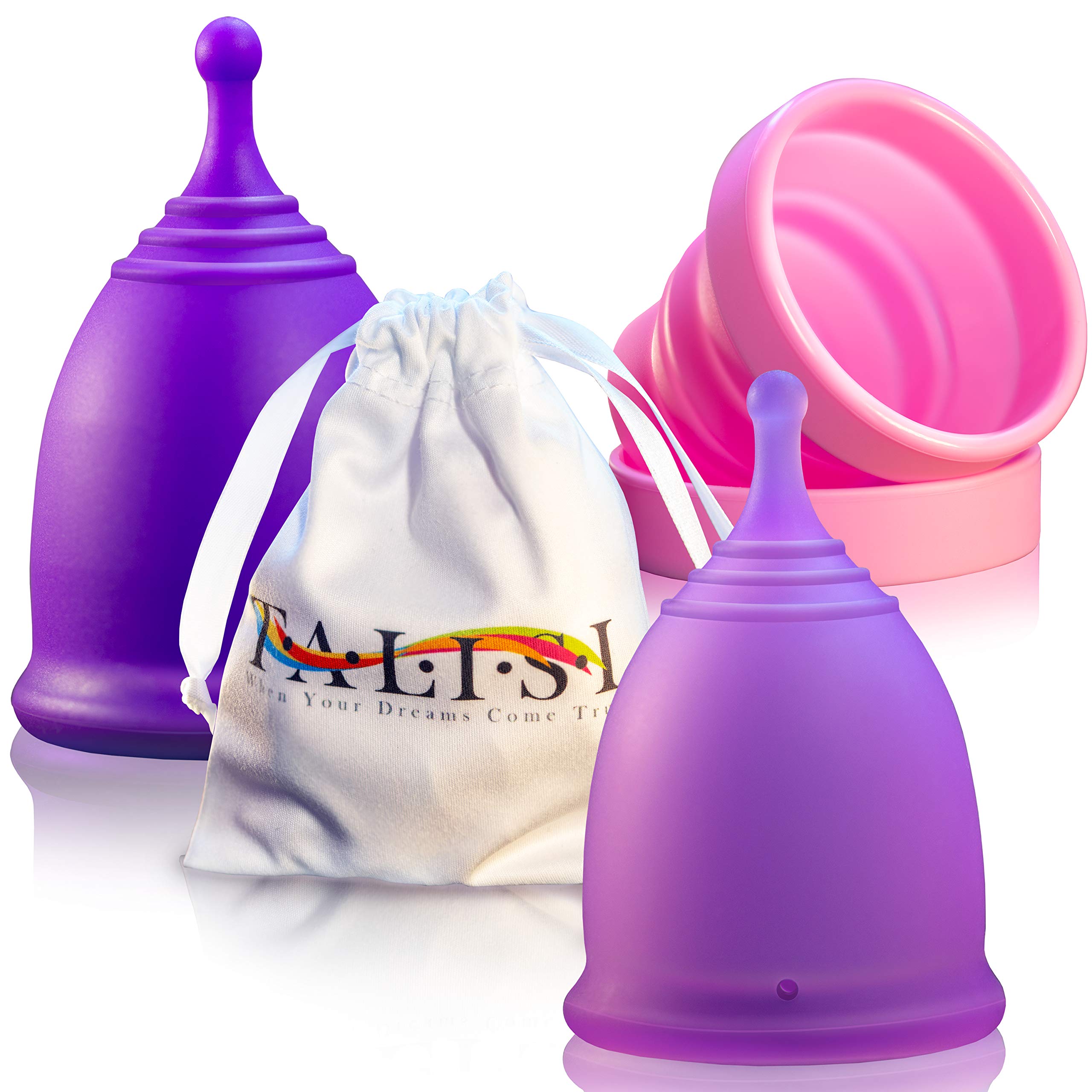 **Talisi Reusable Menstrual Cup Set (Small & Large) – 2 Pack with Foldable Silicone Sterilizer | Soft, Leak-Proof Period Cup for Heavy & Light Flow | Eco-Friendly Alternative to Tampons & Pads | Ideal for Travel, Gym & Active Lifestyles**