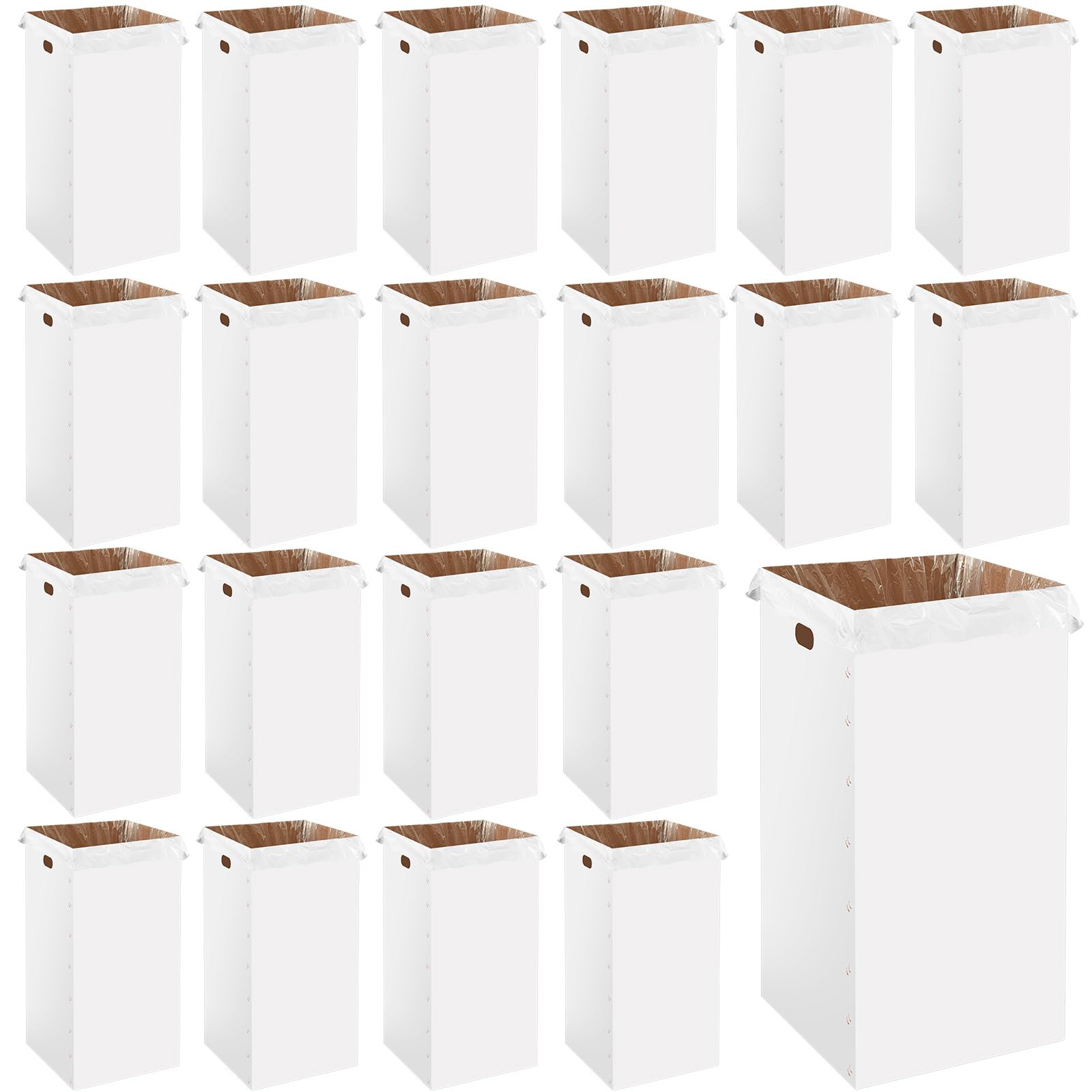 20-Pack 50 Gallon Disposable/Reusable Corrugated Cardboard Trash Cans with 50 Trash Bags - 18