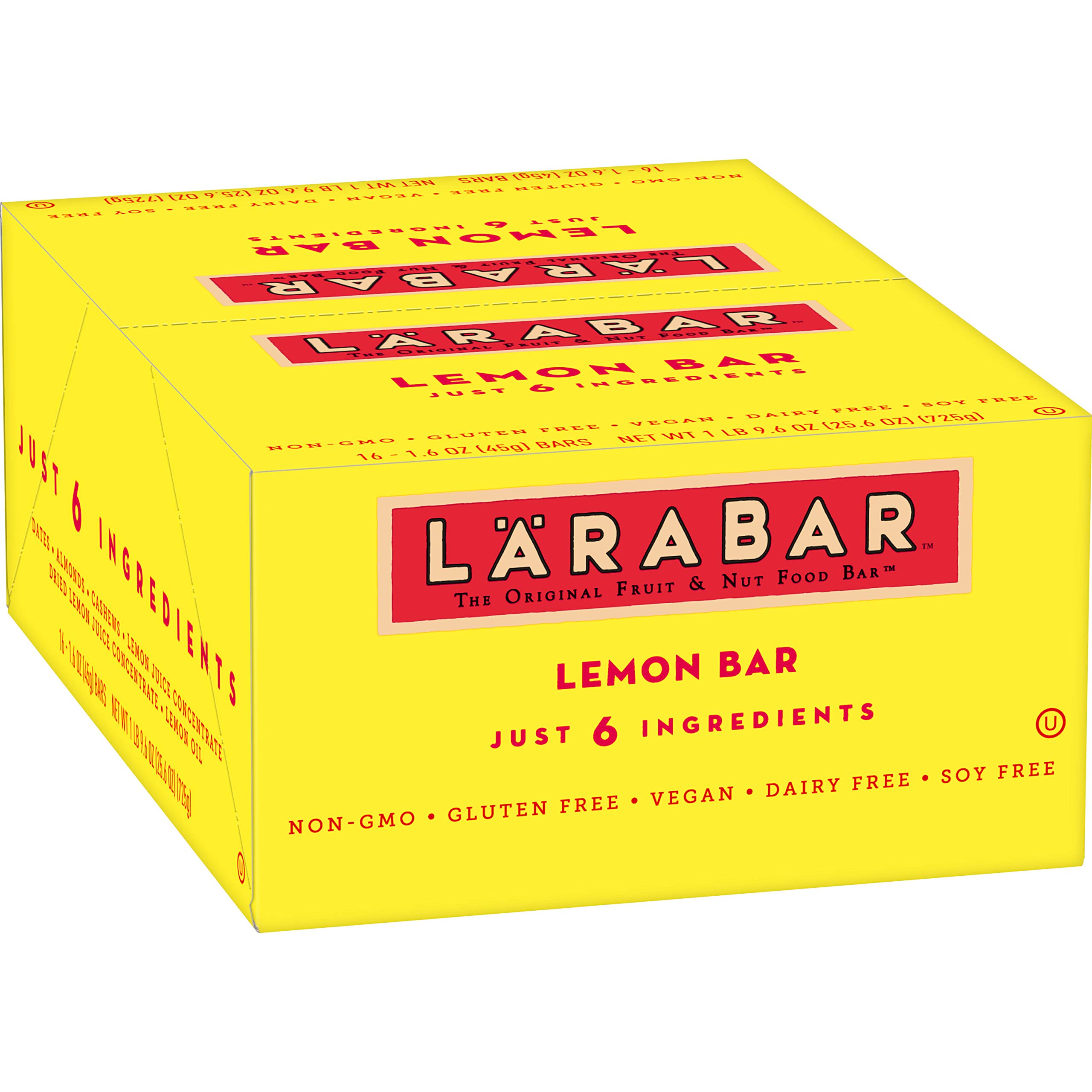 Larabar Gluten Free Vegan Snack Bars - Pecan Pie & Lemon Flavors (16 Pack, 1.6 oz Each) | Dairy Free Whole Food Energy Bars for Hiking, Travel & Healthy On-the-Go Snacking