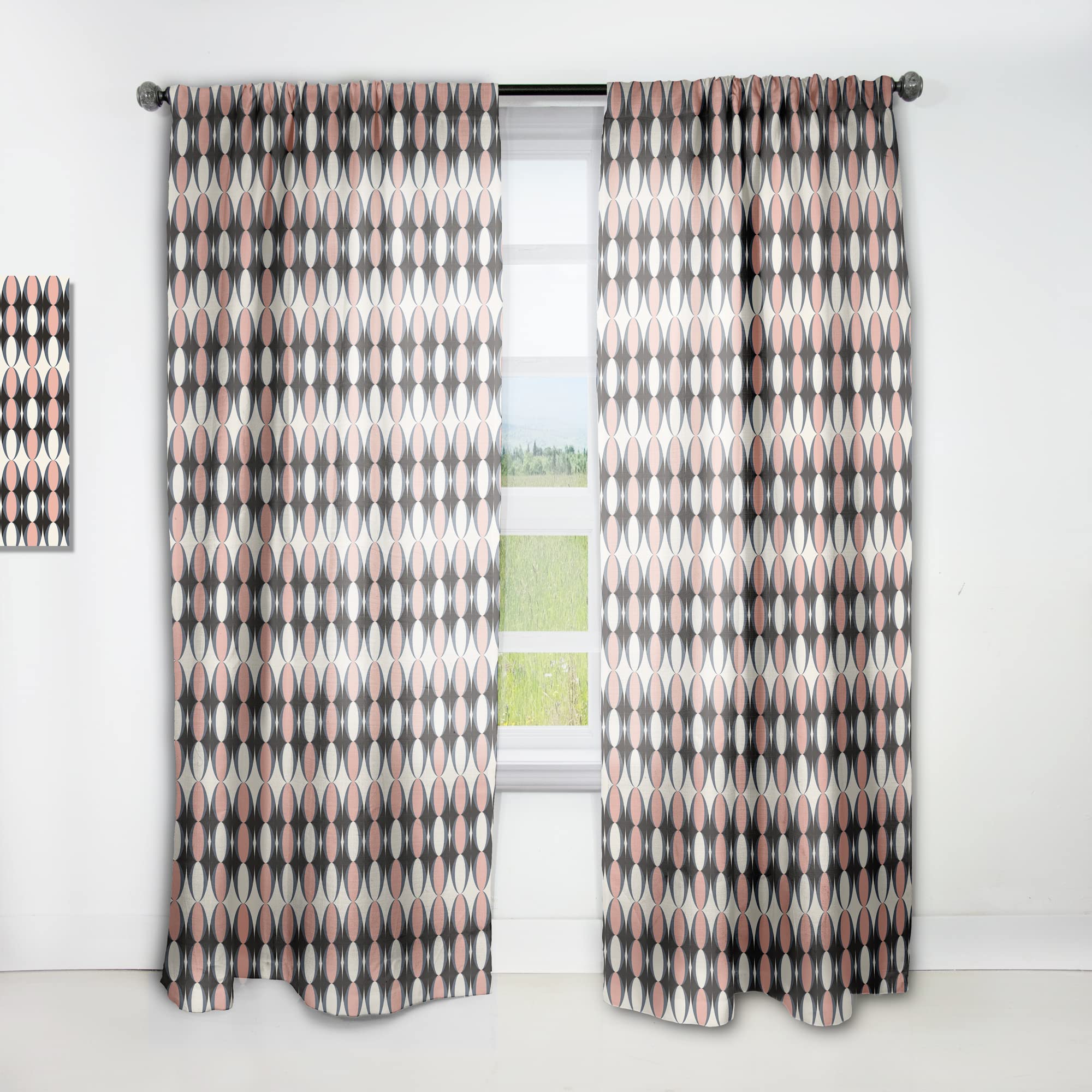 DesignQ Retro Circular Pattern II Thermal Insulated Curtains - Single Panel 52x108 Inches - Blackout Drapes for Bedroom & Living Room - Perfect for Home Decor and Light Control