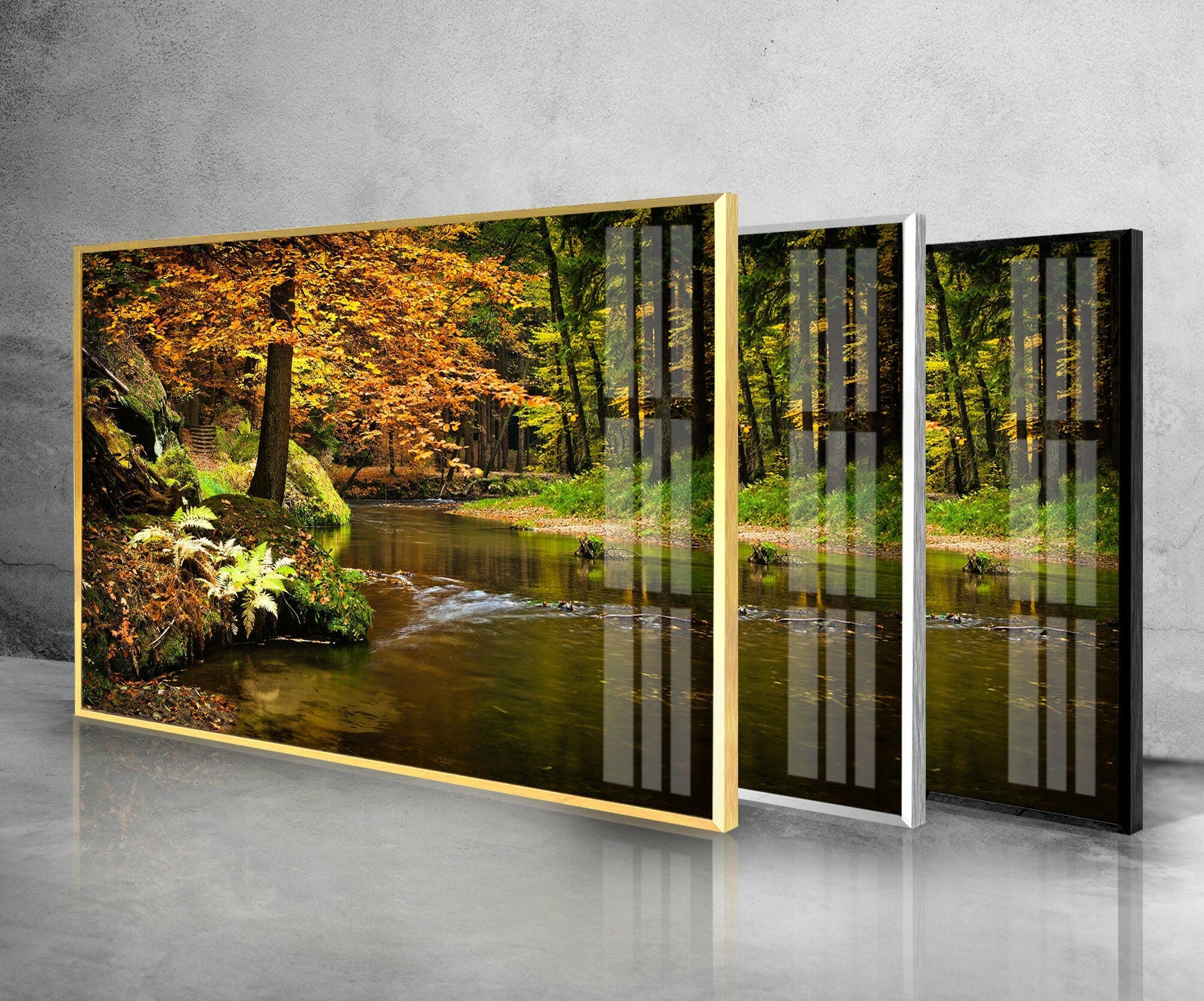 Autumn Forest River Landscape Wall Art - Nature Inspired Canvas Print for Home & Office Decor | Perfect for Living Room, Bedroom & Office Spaces