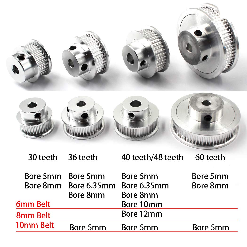 30 Teeth Timing Belt Pulley 8mm Bore for 3D Printer & CNC Machine - 6mm Width Belt (6-Pack with Wrench) - Perfect for DIY 3D Printing, CNC Routing & Robotics Projects