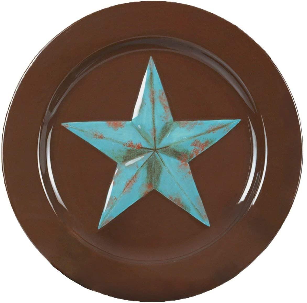 Turquoise Star Dinner Plates and Salad Plates Set - Elegant 12-Piece Porcelain Dinnerware for Home, Restaurant & Party Use