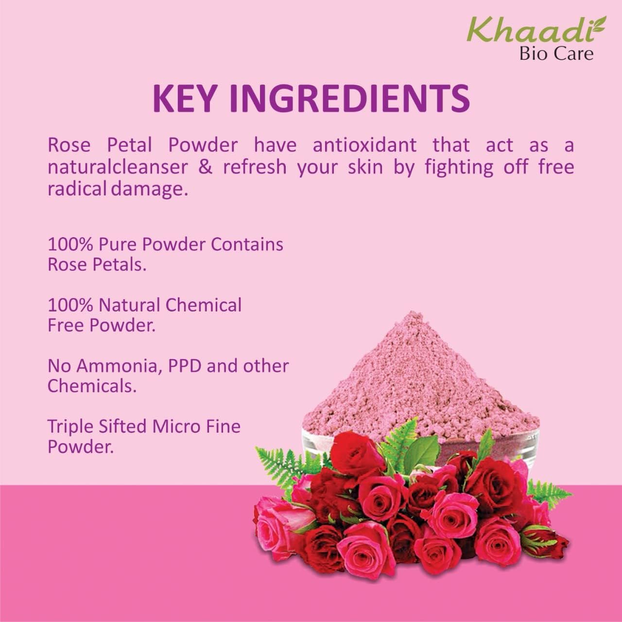 Khaadi BioCare Rose Petals Powder (Rosa Indica) for Skin Care - Vitamin A & C Enriched, Promotes Collagen Production & Skin Cell Renewal for Glowing Healthy Skin - 2 Pack (100g Each) Total 200g - Perfect for DIY Face Masks, Serums & Natural Skincare Routines