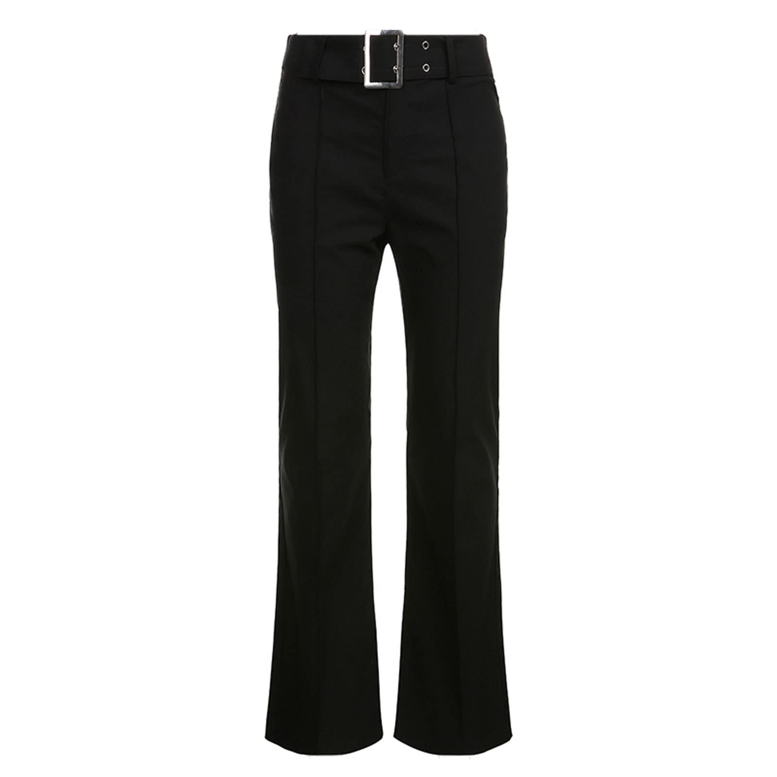 LIUguoo Women's Bootcut Dress Pants - Stretchy Low Rise Flare Work Pants with Belt | Professional Office Wear & Casual Straight Leg Trousers for Business & Everyday Outfits