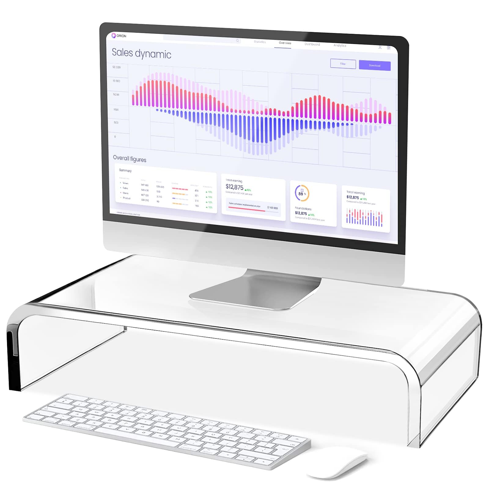 Clear Acrylic Monitor Stand Riser with Storage - Ergonomic Laptop & Computer Stand for Desk Organization | Perfect for Home Office, Gaming Setup & School Workspace