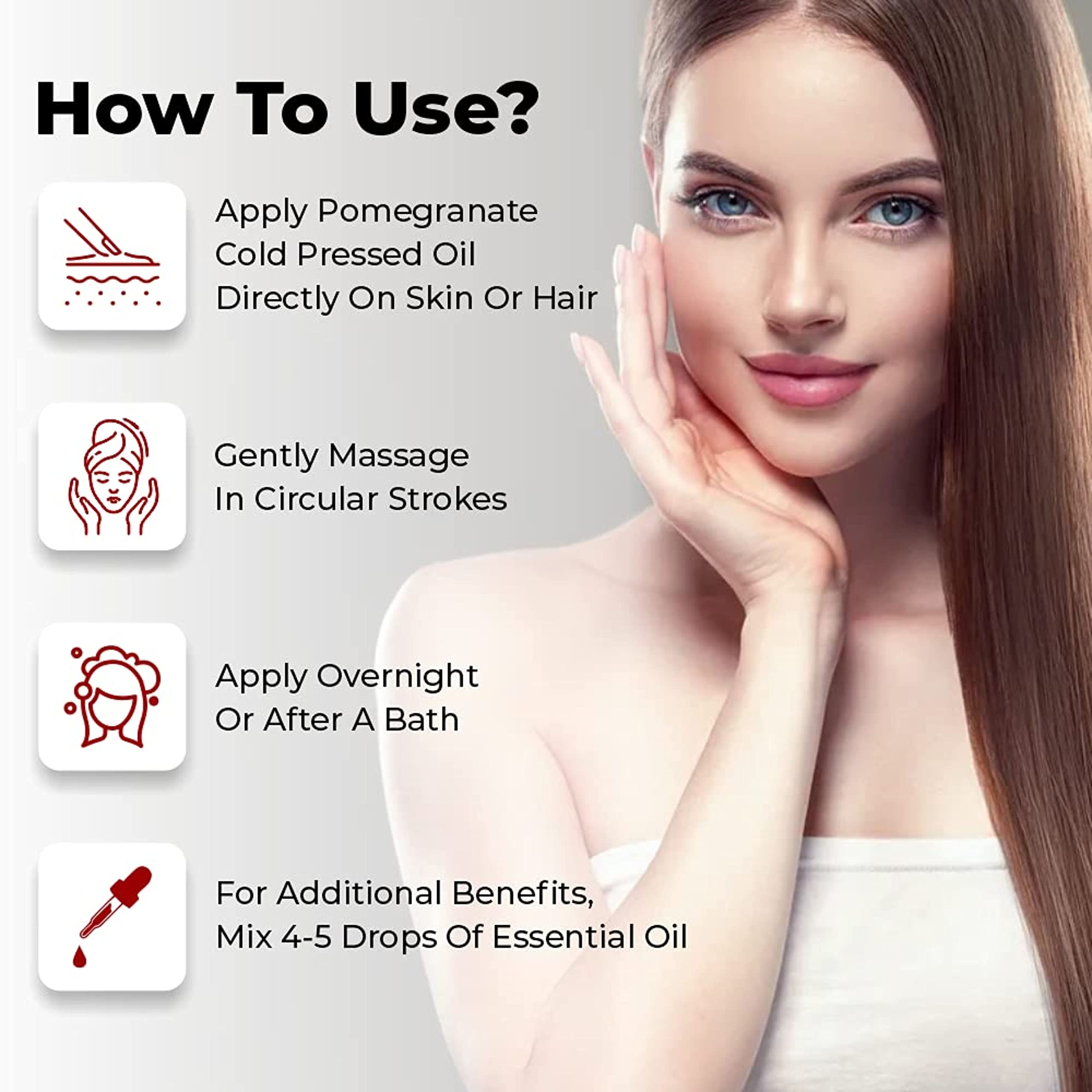 Kayamaya 100% Pure Pomegranate Seed Oil for Hair Growth & Skin Care - 15ml Cold Pressed Organic Oil - Natural Moisturizer for Dry Scalp, Face & Body - Perfect for DIY Beauty Recipes & Aromatherapy