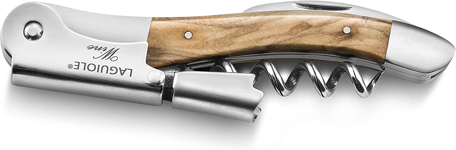 Premium Laguiole Wine Opener Corkscrew with Olivewood Handle - Alain Saint Joanis Collection - Perfect for Wine Tasting, Gifts & Home Bars