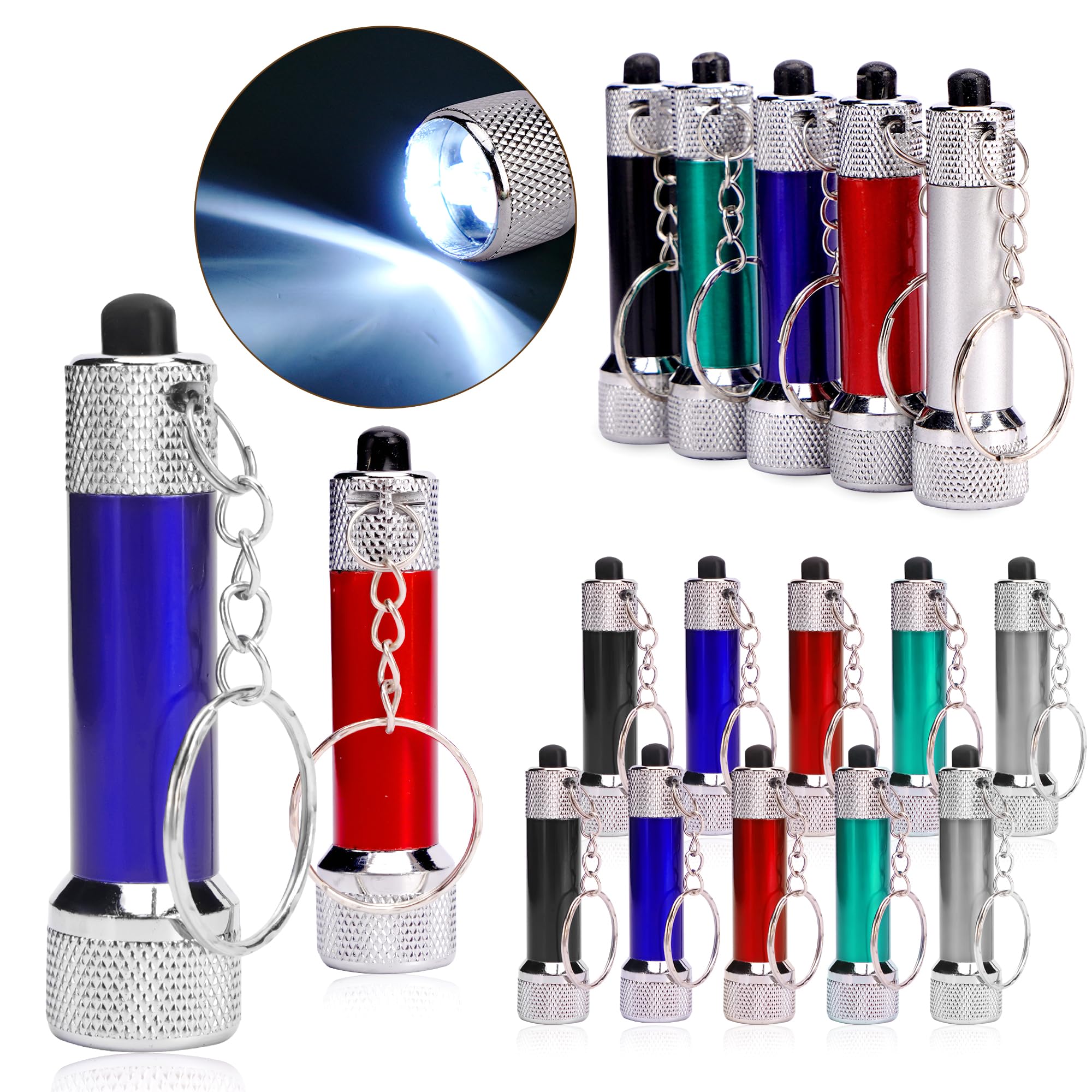 PROLOSO Mini LED Flashlight Keychains - 20 Pack Bulk Keyring Torch Lights for Kids, Camping, Emergencies & Party Favors | Bright Portable Flashlights for Hiking, Nighttime Safety & Outdoor Adventures