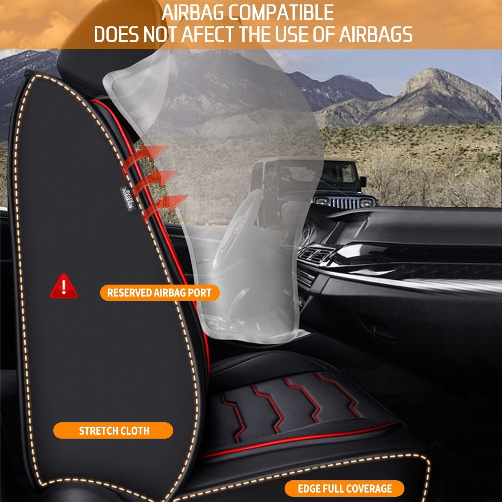 Premium Waterproof Faux Leather Car Seat Covers for Subaru Forester 2007-2025 - Full Set 5-Seat Protection with Red Stitching | Airbag Compatible | Durable Automotive Interior Accessories for Road Trips, Commuting & Family Travel