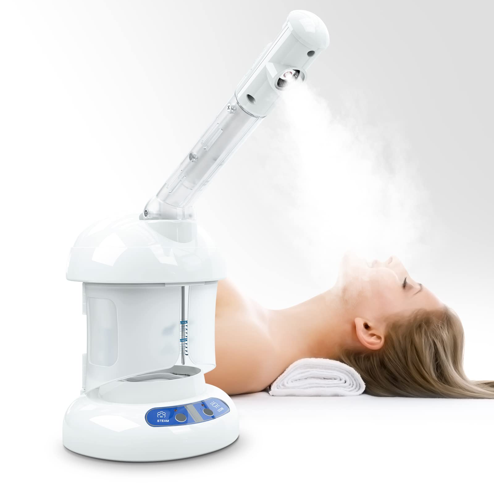 Kingsteam Professional Ozone Facial Steamer for Skin Care - Deep Cleaning Face Steamer with Sauna Spa Function, Removes Blackheads & Opens Pores, White | Perfect for At-Home Spa Treatments & Salon Quality Skincare