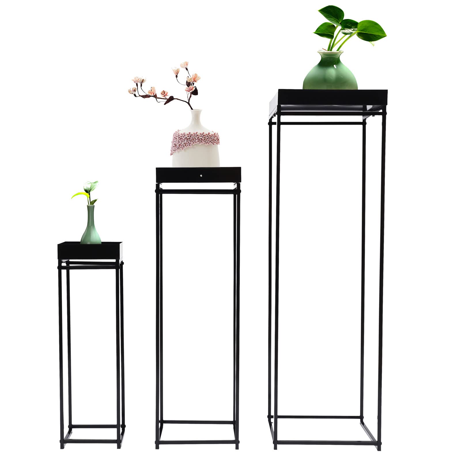 3-Piece Metal Flower Stand Set - Geometric Vase Columns for Wedding & Home Decor | Plant Stand, Floor Vase Holder, Centerpiece Display for Living Room, Garden, and Events