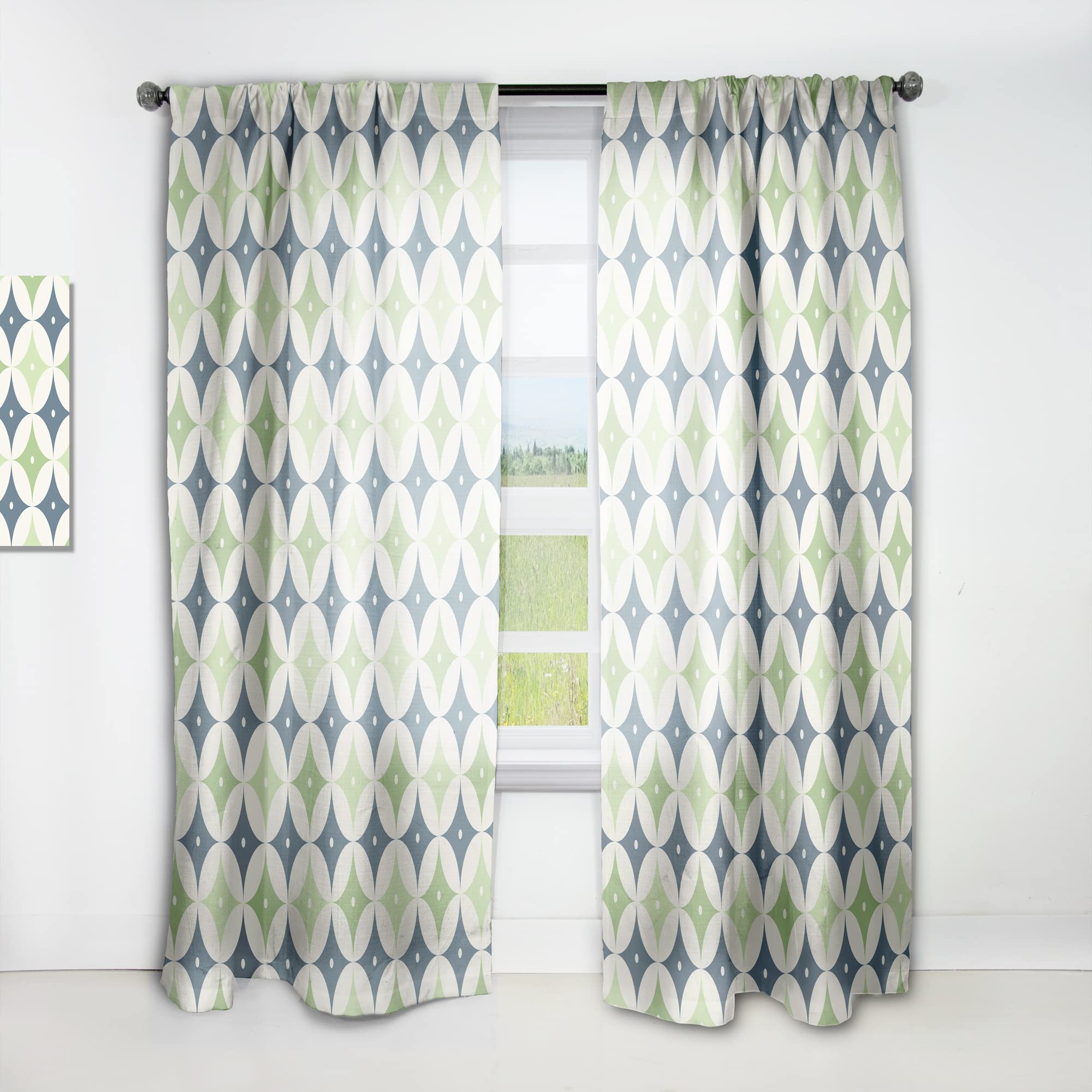 Retro Geometric Design Thermal Insulated Curtains - Single Panel 52x63 Inches - Blackout Drapes for Bedroom & Living Room - Perfect for Home Decor, Privacy & Energy Efficiency