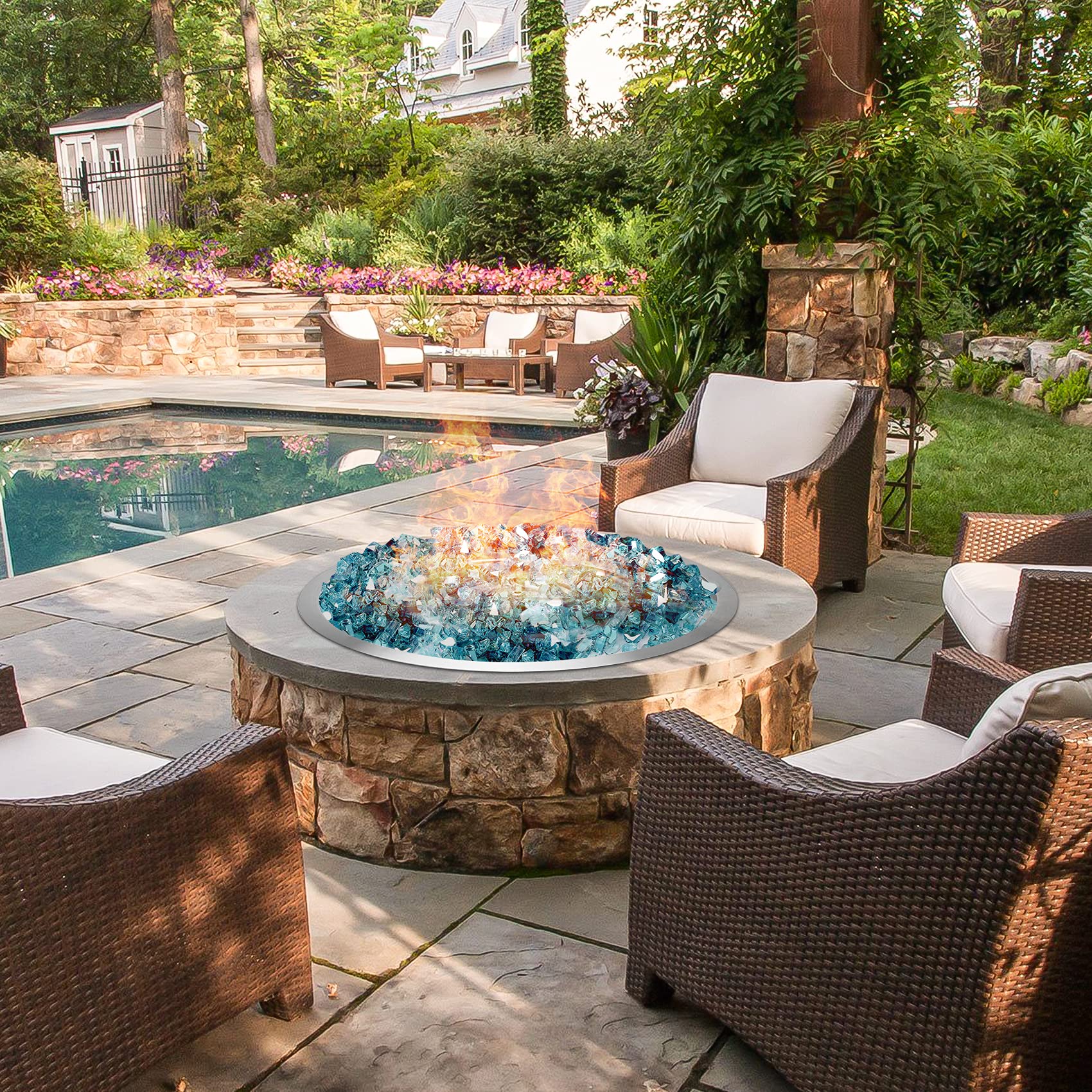 Stanbroil 31 Inch Round Fire Pit Pan Burner - 304 Stainless Steel Drop-in Insert for Propane & Natural Gas - 296,000 BTU Max - Perfect for DIY Fire Pit Tables, Outdoor Patios, Backyards & Camping