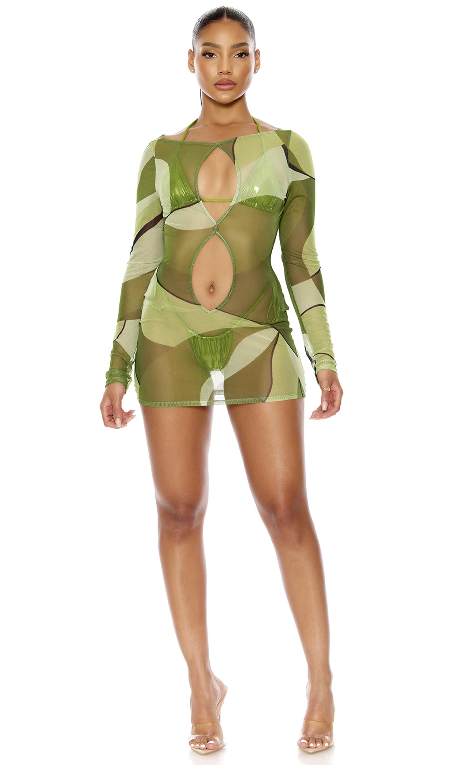Forplay Women's Ensenada Mesh Cover Up Mini Dress - Sexy Swimwear Cover Up for Beach, Pool Party & Vacation