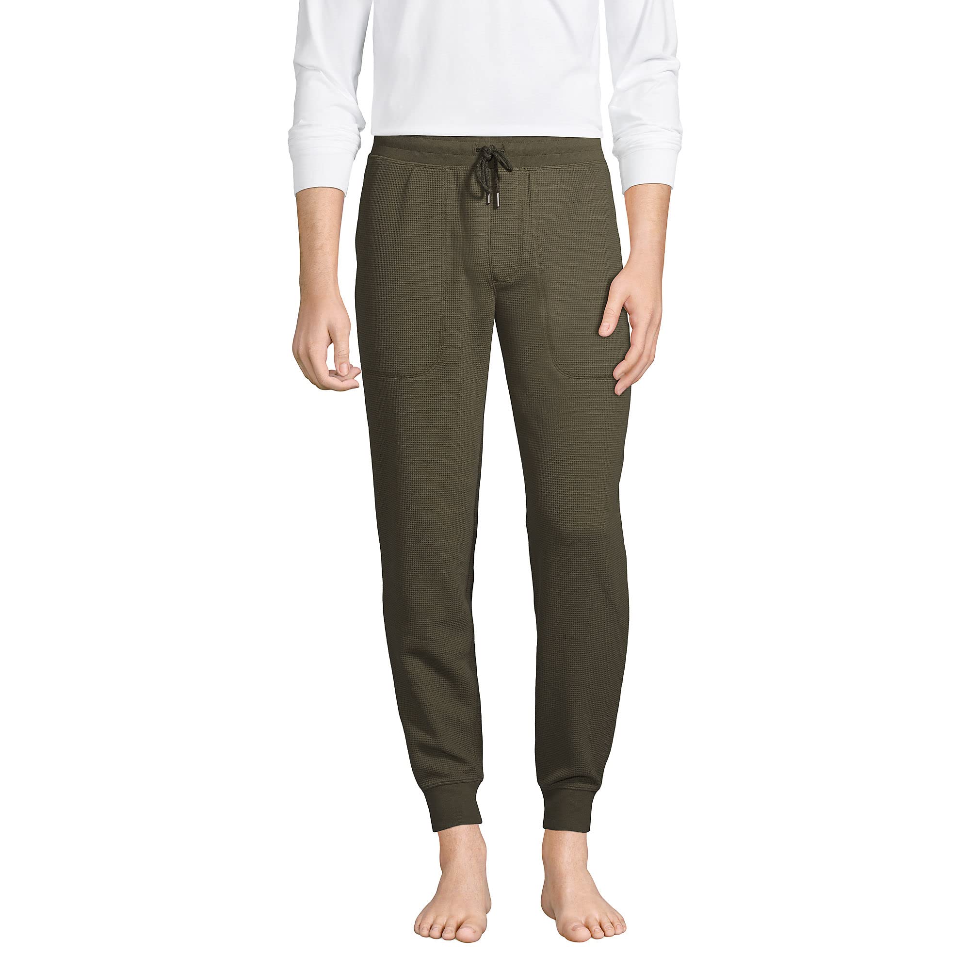 Lands' End Men's Waffle Jogger Pajama Pants - Soft & Comfortable Sleepwear for Lounge & Relaxation at Home