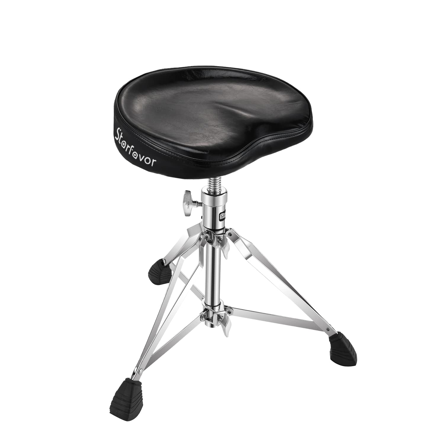 Starfavor Ergonomic Drum Throne with 7A Drum Sticks - Adjustable Height Drum Seat for Drummers, Perfect for Practice, Live Performances & Studio Sessions