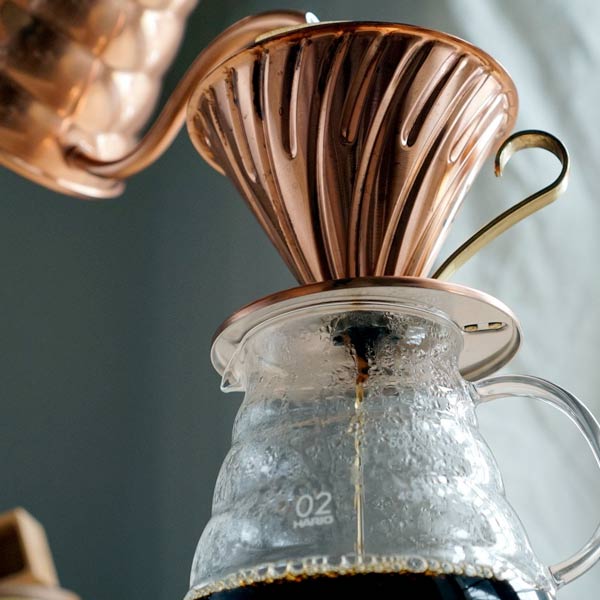 Hario V60 Copper Coffee Dripper - 2 Cup Pour Over Brewer for Specialty Coffee at Home or Office | Perfect for Single Serve & Small Batch Brewing