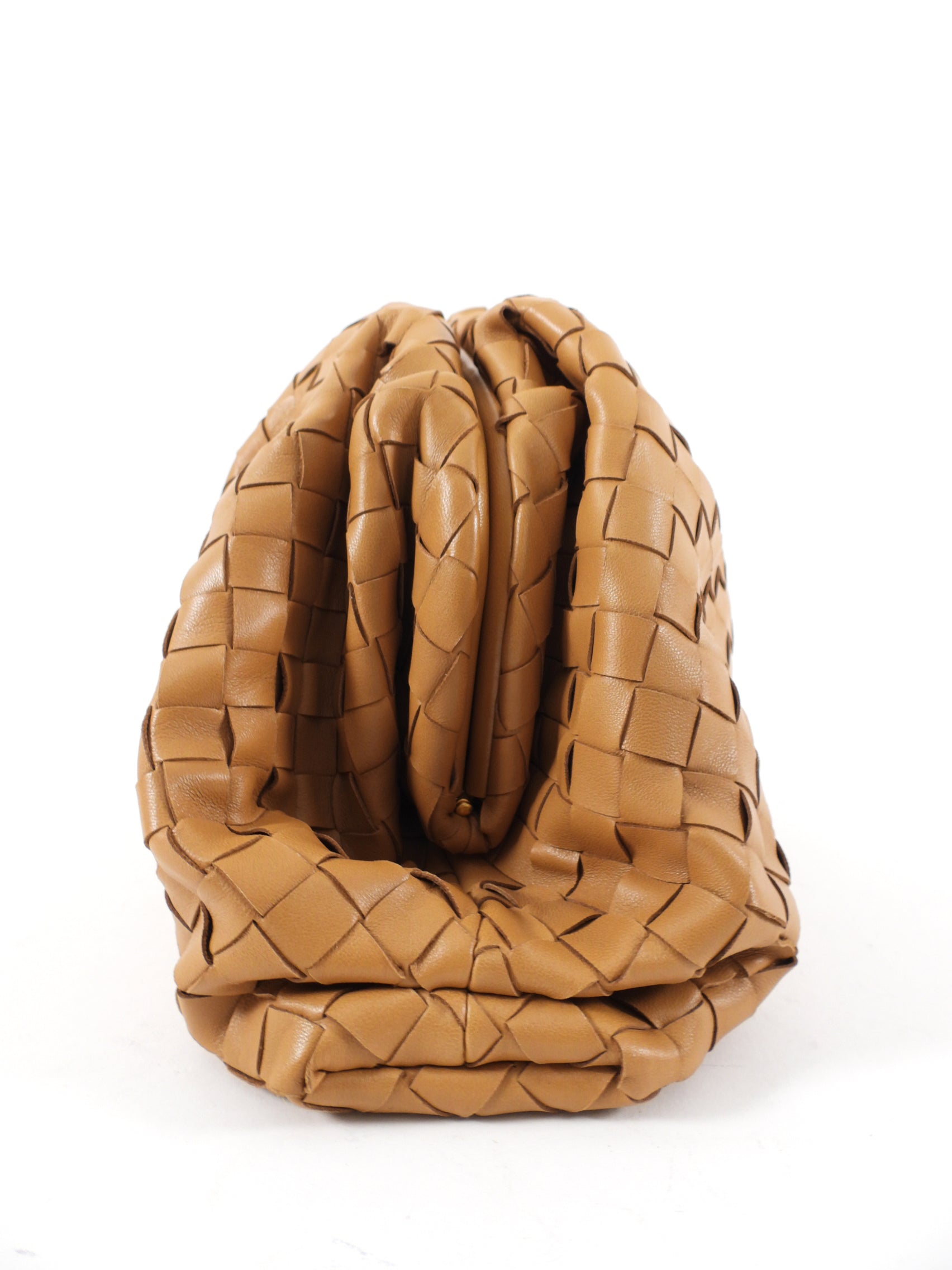 Bottega Veneta Caramel Intrecciato Leather Pouch Clutch Bag for Women | Luxury Designer Handbag | Perfect for Evening Parties, Weddings & Special Occasions