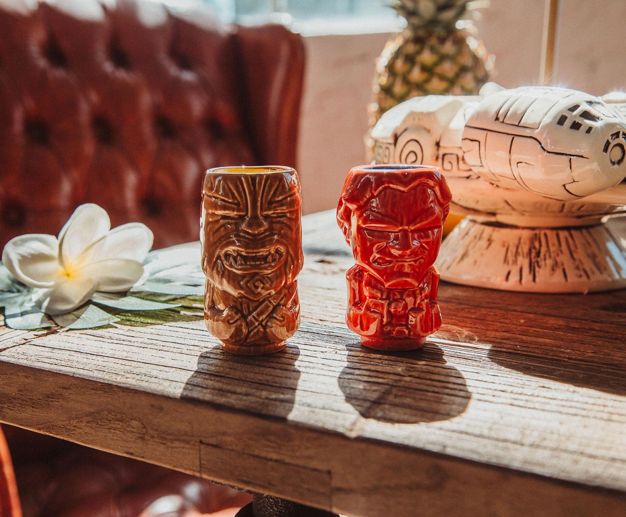 Star Wars Millennium Falcon Tiki Bowl with Han Solo & Chewbacca Mug - Geeki Tiki Collectible Drinkware Set for Sci-Fi Fans & Cocktail Parties