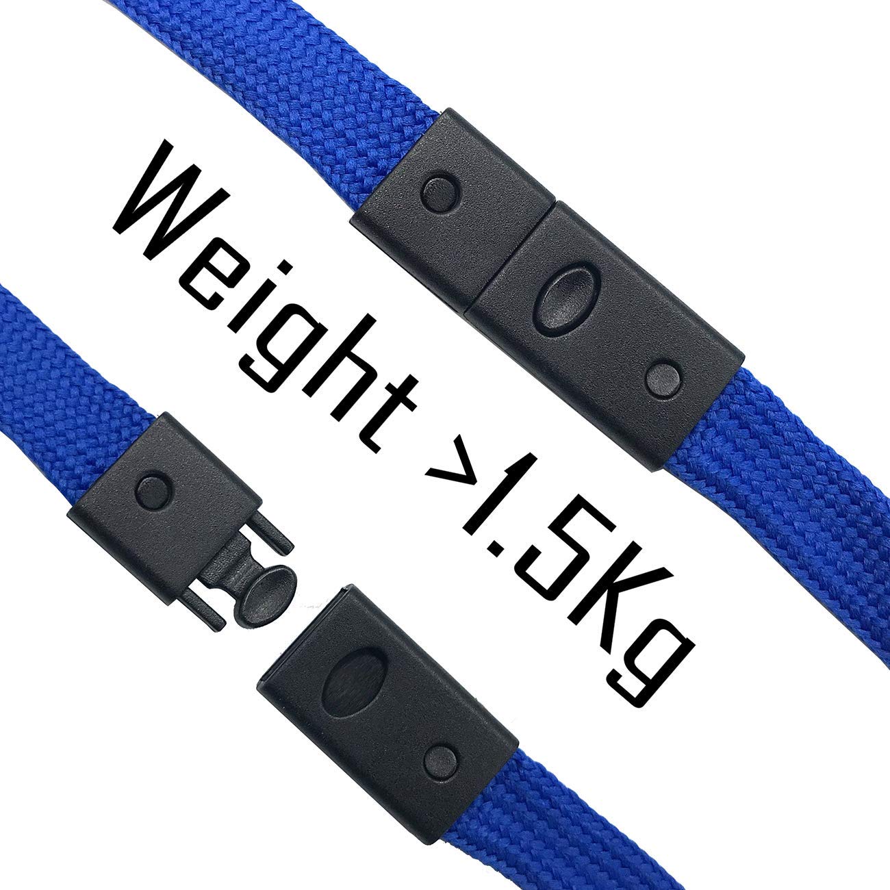 Premium Breakaway Lanyards - Blue ID Badge Straps with J Hook (50 Pack) for Office & Events