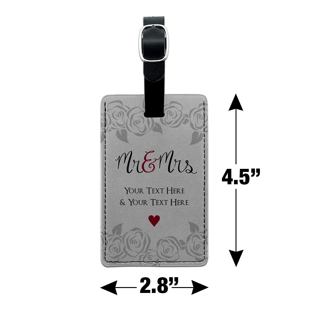 Personalized Leather Luggage Tag for Couples - Custom 2-Line Engraved Mr & Mrs ID Card - Perfect for Travel, Honeymoon & Anniversary Gifts